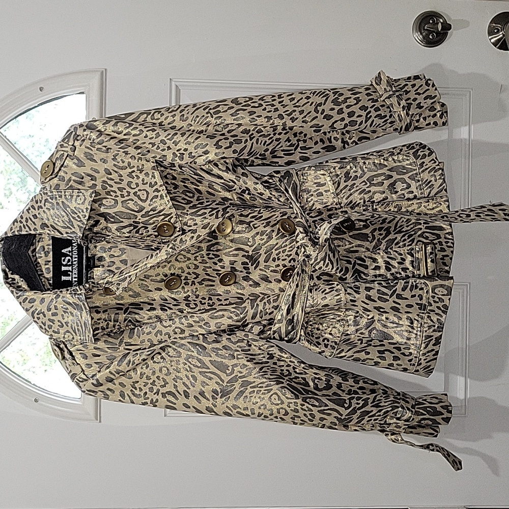 Animal Print Half Trench Coat Size L